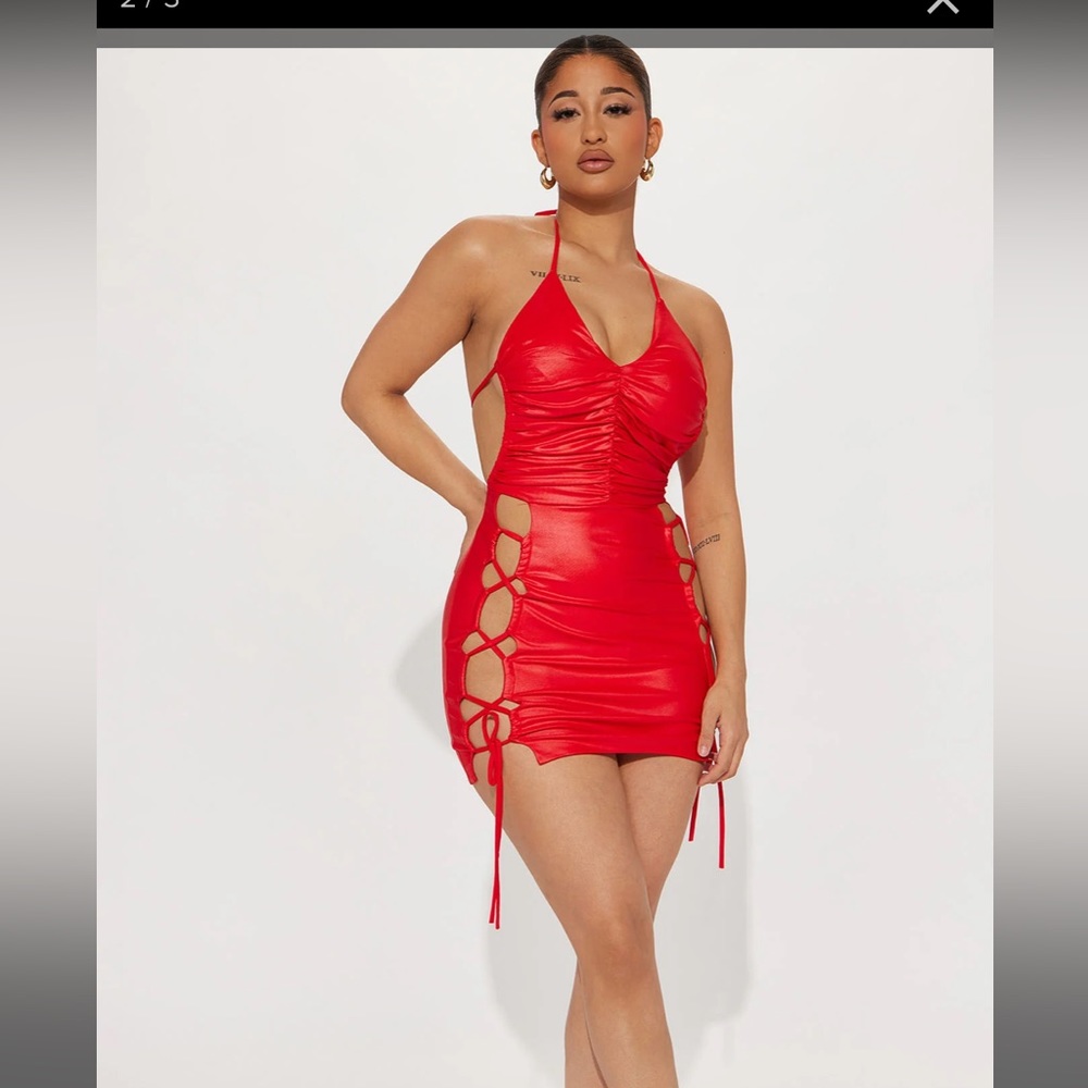Red mini dress